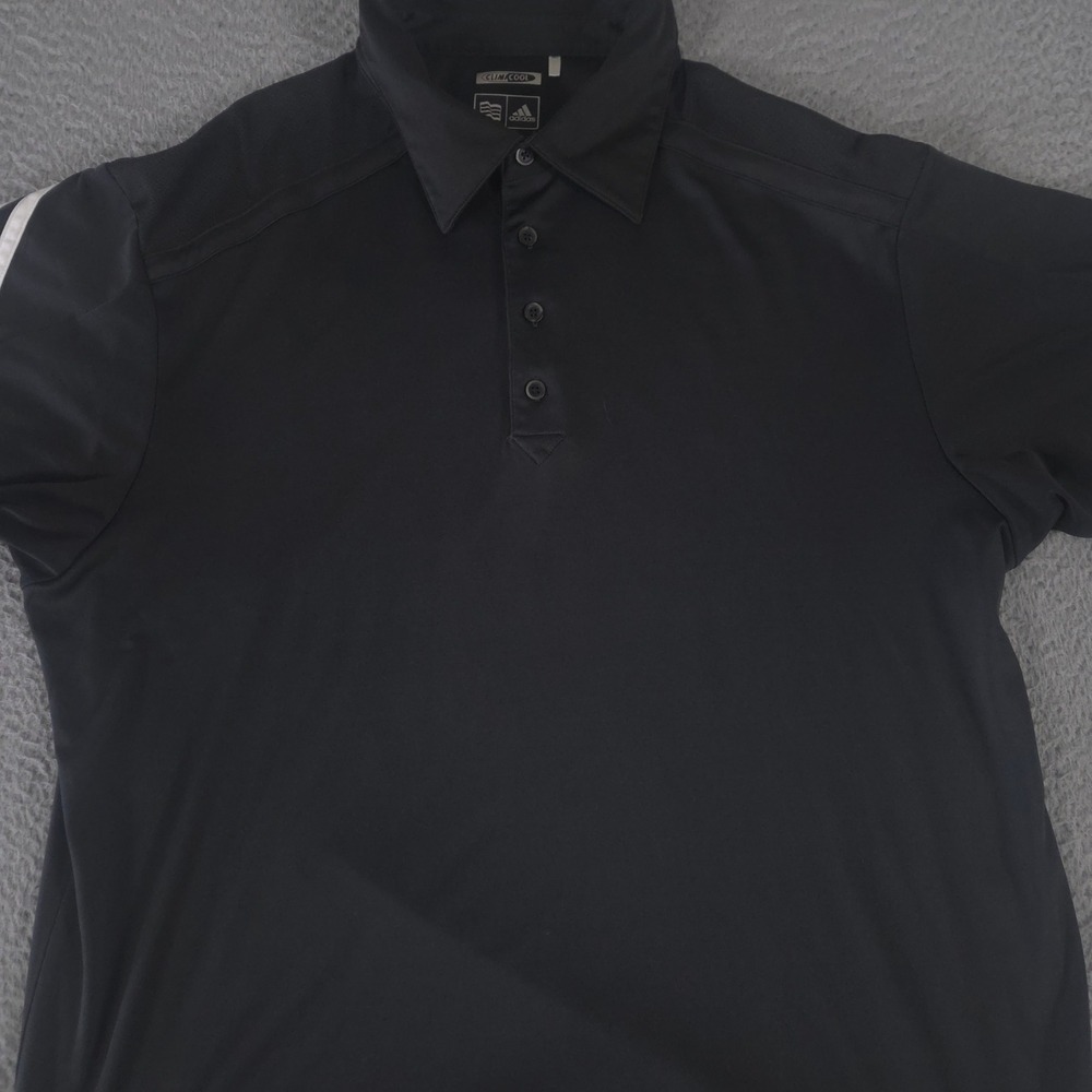 VINTAGE Adidas Polo Shirt Mens L ClimaCool 3 Stripe Sleeve Performance‎ Y2K 00s